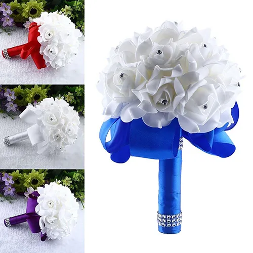 1%20Bouquet%20Bride%20Wedding%20Party%20Bridesmaid%20Rhinestone%20Decor%20Foam%20Artificial%20Flower%20-%20Image%203