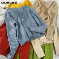 OUSLEE 2021 Cardigan Sweater Women Spring Long Sleeve Short Sweaters Female Ribbed Knitted Jumper Tops Femme Casual Soft Outwear. 