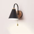 Pull Switch Iron Wood Nordic Black/White E27 Wall Light Fixture Lampara Pared Stairs Led Light Lamps for Home Lampara De Pared.