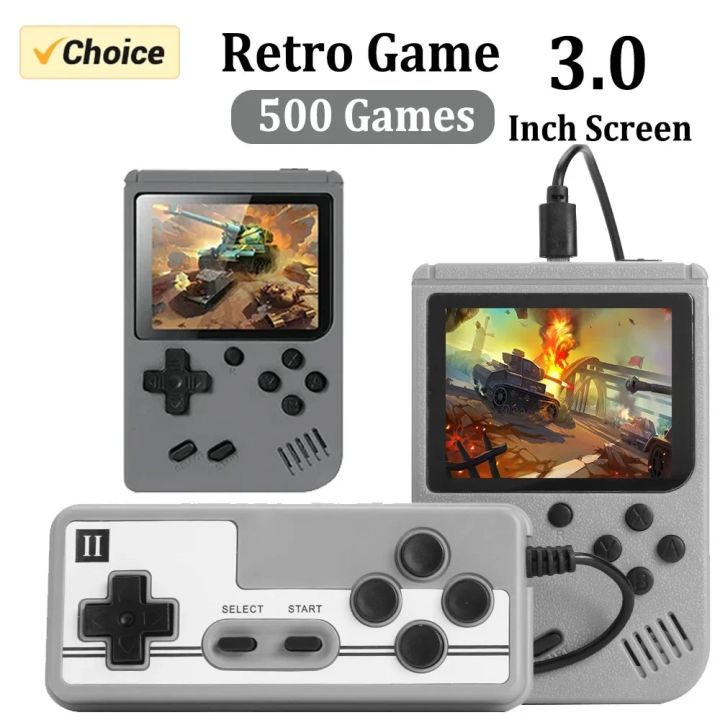 Mini Console Rétro Portable – 500 Jeux 8 Bits – écran LCD 3 Pouces – Batterie 1020mAh – Gris – Cadeau