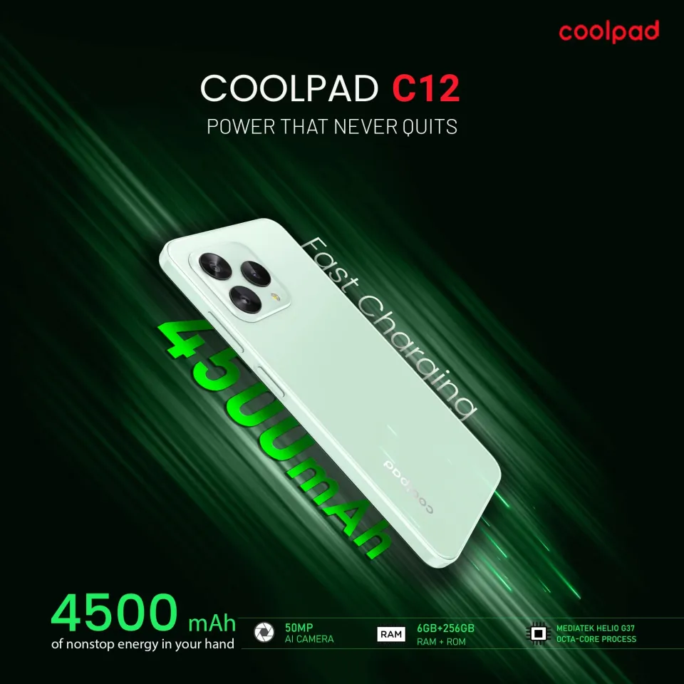 Coolpad CP12 Smartphone – 6.52” HD+ Display, 8GB RAM (4+4), 128GB