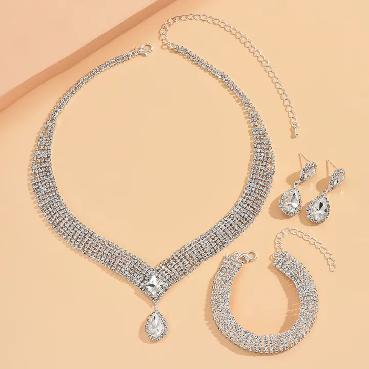 Wedding%20Jewelry%20Set%20High%20Gloss%20Full%20Imitation%20Jewel%20Bracelet%20Earrings%20Necklace%20Set%20-%20Image%206