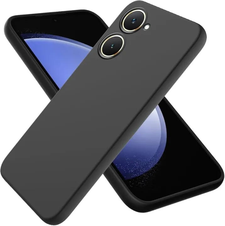 vivo%20Y18%20Silicone%20Matte%20Flexible%20Soft%20Phone%20Case%20-%20Black%20-%20Phone%20Back%20Cover%20-%20Image%204