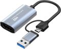 USB 3.0 Video Capture Card 4K 30Hz HDMI to USB/USB-C HDMI Video Grabber Box for PC Computer Camera Live Stream Record Meeting Camera Hall. 