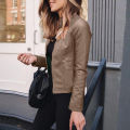 Women Loose Pu Leather Jacket Black Soft Faux Leather Jacket Street Moto Biker Tailored Coat Jacket Lady Casual Outerwear.