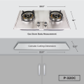 P-320C - Gazi Smiss Double Burner Auto Ignition- Stainless steel Body- Brass Burner- NG/LPG Compitable.