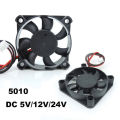 DC 5010 5V/12V/24v computer CPU cooler mini cooling fan 50mm small exhaust fan for 3D printer 2 pin 50x50x10mm L1. 