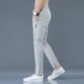 Men's Trousers Spring Summer Thin Green Solid Color Fashion Pocket Applique Full Length Casual Work Pants Pantalon. 