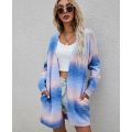 Korean Fashion Cardigan Women Colorful Rainbow Sweater Gradient Loose Long Coat Knitwear Autumn Winter Clothes Sueters De Mujer.