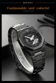 SKMEI 1816 Black Stainless Steel Dual Time Watch For Men - Black (White). 