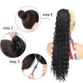 Curly Ponytail Extensions Clip in Synthetic Drawstring Ponytail Wig Long Water Wave Afro Pony Tail Women Hairpiece False 22INCH. 