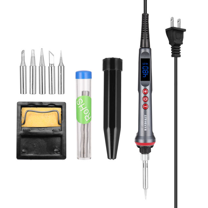 KOGEEK HANDSKIT 90W L-ED Digital Soldering Iron Set Adjustable Temperature Electric Soldering Iron 4 Wire Core Welding Tools with Automatic Sleep