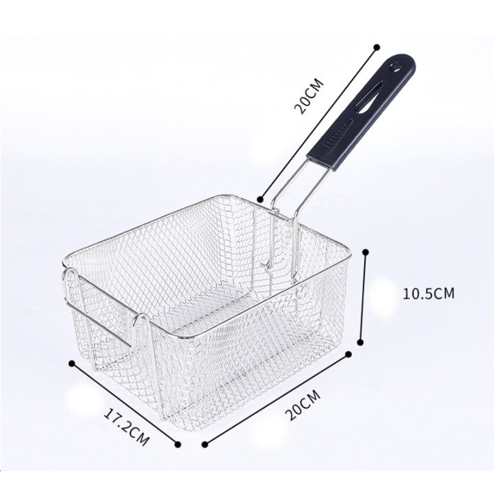 Stainless Steel Deep Fry Basket Rectangle Wire Mesh Strainer with Long ...