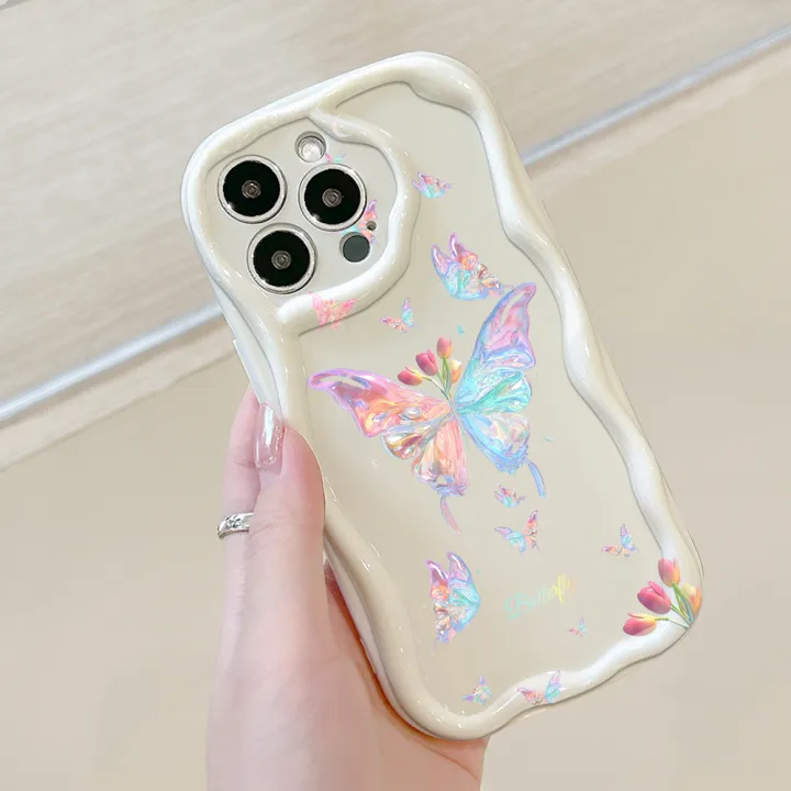 Hontinga%20for%20Realme%2011%204G%20Back%20Cover%20Colorful%20Butterfly%20Phone%20Case%20Cream%20Texture%20Wavy%20Edge%20Soft%20Mobile%20Cover%20-%20Image%207
