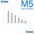M5 SS Stainless Steel Hex Head Nut Bolts. 