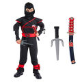 Ninja Costume Deluxe Black Kids Ninja Costume with Plastic Accessories Halloween Cosplay Ninja Outfit for Boys Girls.