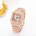 Factory direct quartz watches, fashion luxury large square diamond starry men's watches, steel band watches. 