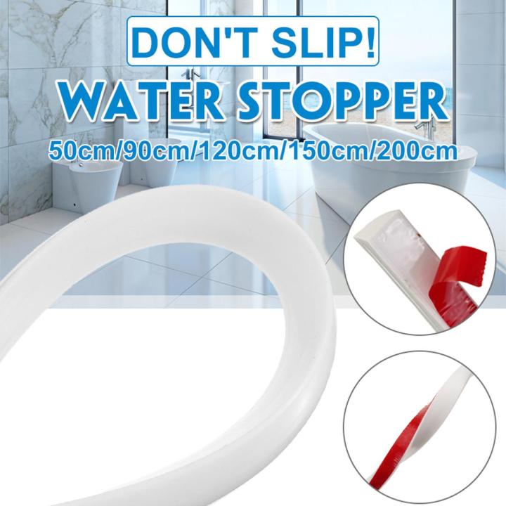 Functional 50-200CM Water Barrier Waterproof Strip Rubber Silicone Shower Barrier Water Stopper Shower Door Dam Water Stopper Collapsible Shower Threshold for Bathroom Kitchen
