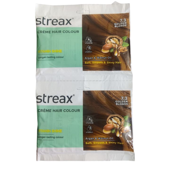 Streax Hair Colour Shine On 7.3 Golden Blonde (20g+20ml) 2packets INDIAN