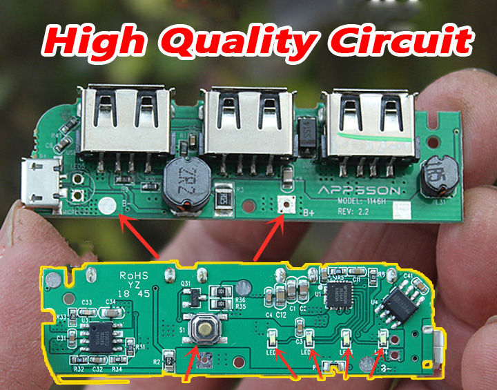 Power Bank Circuit 3 USB 5V 2A 1A Lithium Li-ion 18650 Battery Charging Board LED Indicator