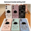 Tokifu For OPPO K10 5G Back Cover With Astronaut Folding Holder Luxury 6D Plating Case Soft Silicone Bracket Phone Cases. 