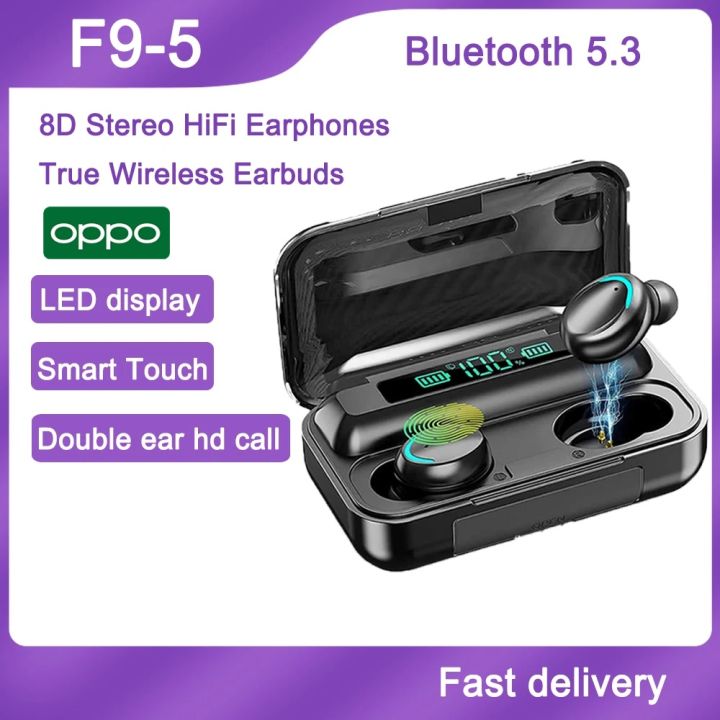 【Ready Stock+FREE Shipping+COD】 OPPO F9 5C Wireless Bluetooth Headphones Tws Waterproof Earbuds Earphones Digital Display Heaset Large Capacity Charging Case