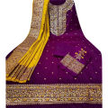 Kashmiri Jam Color Joypuri Cotton Unstitched Afsan Pritn Exclusive, Stylist, Fashionable Three Pics For Woman. - 3 Pice Dress - 3 Pice Dress. 