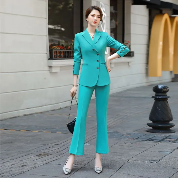 Business%20Wear%20Women's%20Suit%20Fashion%20Temperament%20Goddess%20Style%20Small%20Suit%20President%20Korean%20Style%20Suit%20Beautician%20Wide%20Leg%20Overalls%20-%20Image%205