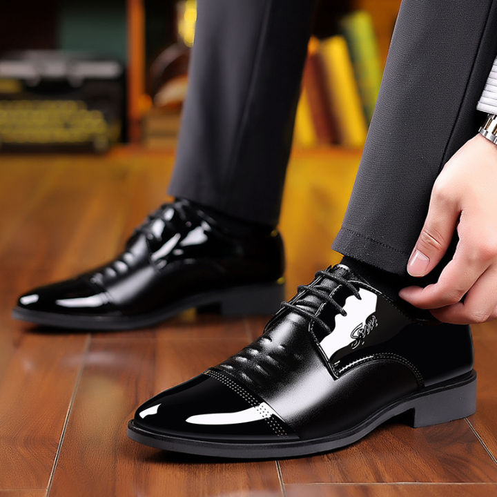 Men Dress Shoes Patent Leather Oxford Shoes Male Formal Shoes Big