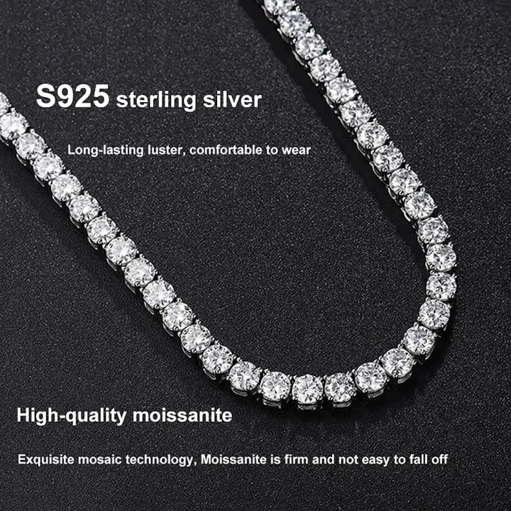 5mm%20Diamond%203/5/6.%20Men's%20925%20Moissanite%20Tennis%20Necklace%20with%20Certificate%20Women's%20Sterling%20Silver%20Gold%20Plated%20Choker%20Bracelet%20-%20Image%204
