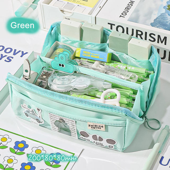 10 Layers Pencil Case Stationery Storage Bag Pen Case Large Opening Pencil Pouch Transparent Pencil Bag Large-capacity Pen Bag Pen Bag