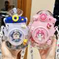 3D Cartoon Character Water Bottles for Kids /600ml Leak-Proof BPA-Free Sipper with Strap & Fun Charms.