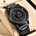 FOXBOX Man Watch LIGE Brand Creative Stainless Steel Band Scrolling Beads Quartz Watches for Men Magnetic Force Waterproof Clock. 