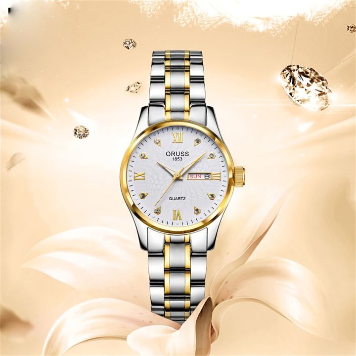 Luxury Rhinestone Decor Quartz Watch Waterproof Calendar Luminous Analog Wristwatch For Daily Life Business Travel Vacation