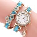 【Hannah Martin Store】Fashion Women Multi-layer Bracelet Watch Alloy Crystal Love Letter Wristwatch Jewelry. 