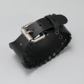 Punk Black Wide Bracelet for Men Nordic Viking Designer Gothic Bracelet Men's Leather Adjustable Wristband Jewelry. 