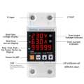 TAXNELE 63A 230V 3 IN1 Display Din Rail Adjustable Over Under Voltage Surge Protector Relay Over Current Protect Kwh Power Watt Meter. 