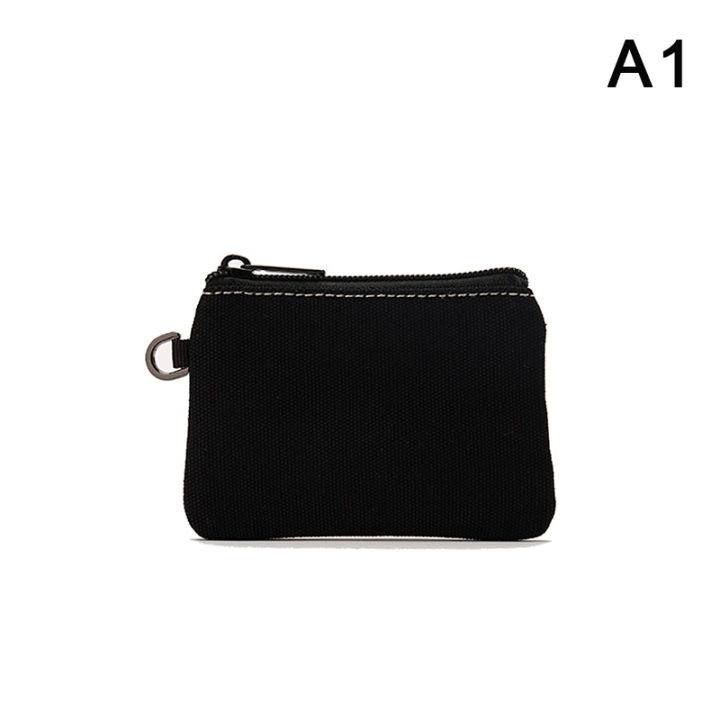 Solid Color DIY Canvas Purse Zipper Mini Key Bag Pocket Wallet
