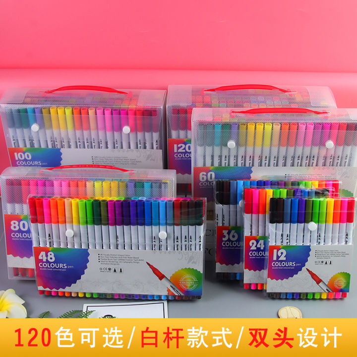 Watercolor pen set watery double ended color marker double ended pencil student kids soft head drawing pen wholesale