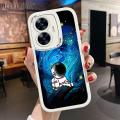 Hontinga for Realme C55 Back Cover PU Leather Moon Astronaut Phone Case Soft Silicone Edge Mobile Cover. 