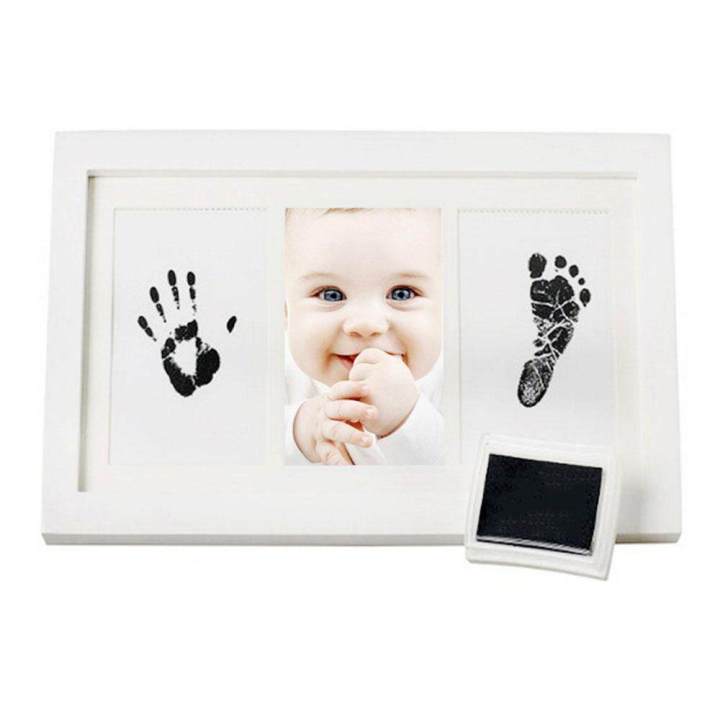 Baby Handprint Kit By Little Hippo - Newborn Baby Picture Frame (WHITE) Non Toxic INK! Baby Footprint Kit Best Baby Shower Gifts! Perfect For Baby Boy Gifts And Baby Girls Gifts