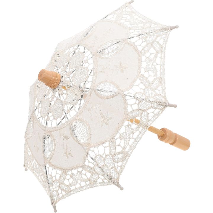 1pc Wedding Decorative Umbrella Bridal Lace Umbrella Bride Lace Parasol Cotton Cloth Embroidery Umbrella Ornament 30x30x26cm