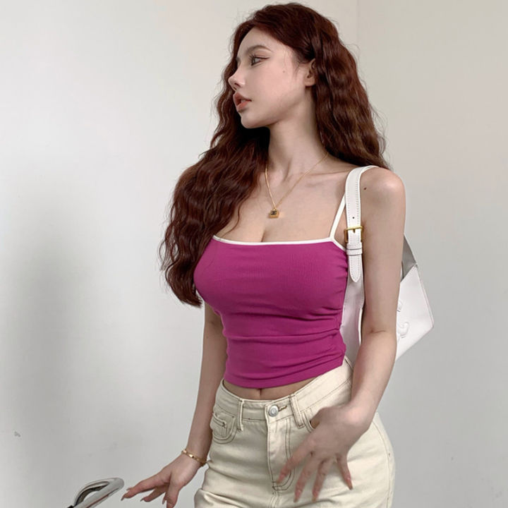 Women%20Summer%20Sleeveless%20Camisole,%20Spaghetti%20Strap%20Contrast%20Color%20Low%20Cut%20Slim%20Fit%20Tank%20Tops%20-%20Image%203