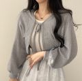 Thin White Cardigan Bandage Lantern Sleeve Short Coat Pull Femme Knitwear Top Girl Cardigan Korean Style Casual T Shirt. 