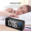 Home Bedroom Living Room Rechargeable Bedside Music Clock LED Mirror Alarm Clock Sound Activated Clock.