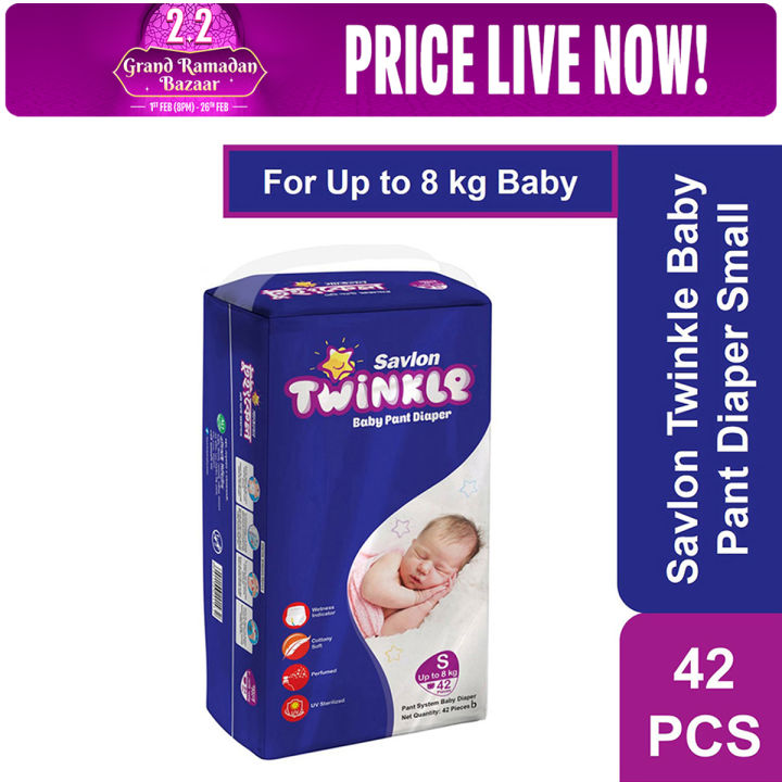 Savlon%20Twinkle%20Pant%20System%20Baby%20Diaper%20(S%20Size)%20(8%20kg)%20(42pcs)%20-%20Image%203