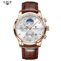 LIGE Men Watch Luxury Leather Waterproof Sport Quartz Wristwatch Chronograph Military Watch for Men Relogio Masculino Men‘s Gift 8953.