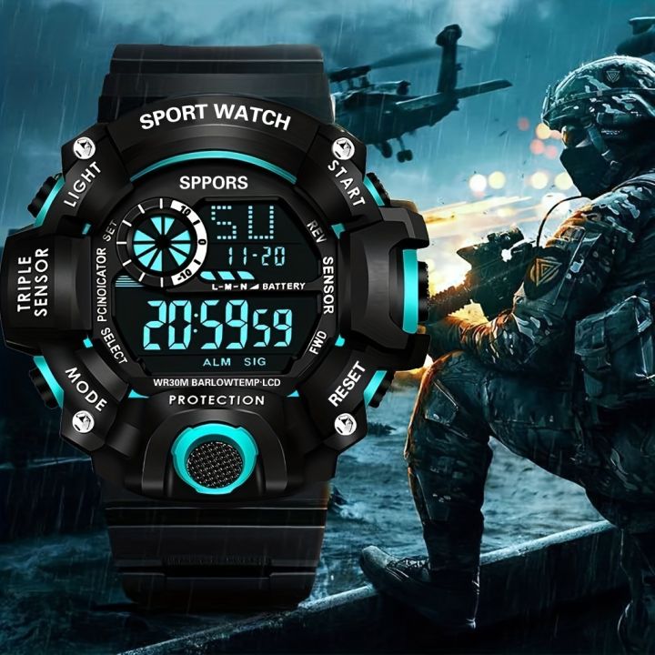 Multifunctional Sports Watch, Men's Night Light Waterproof Alarm
