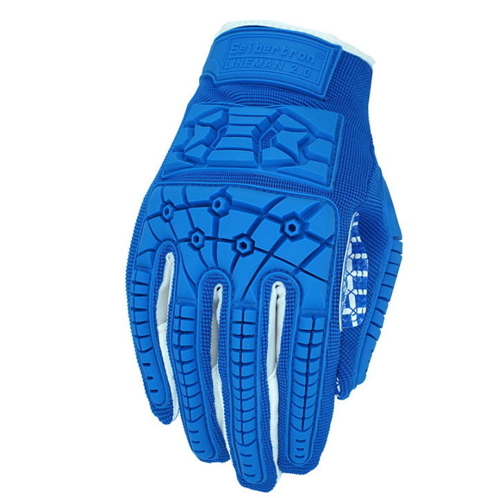Seibertron%20Lineman%202.0%20Padded%20Palm%20American%20Football%20Receiver%20Gloves%20Flexible%20TPR%20Impact%20Protection%20Rugby%20Blue%20Glove%20Adult%20-%20Image%205