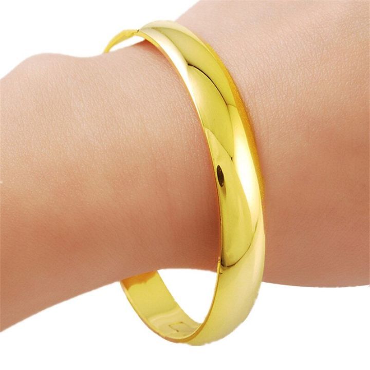 24K%20Real%20Gold%20Bracelet%20Glossy%20Simple%20Gold%20Plating%20Bracelet%20Gold%20for%20Women's%20Wedding%20Jewelry%20Gifts%20-%20Image%202